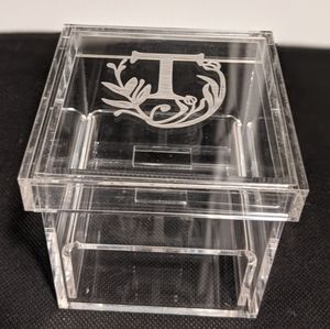 "T" Mongrammed Clear Acrylic Ring Box